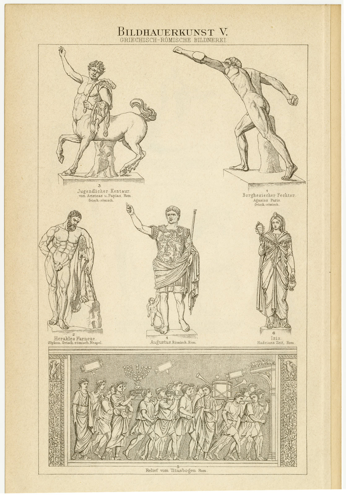 Bildhauerkunst IV - V ca 1893 historische Bildtafel Holzstich
