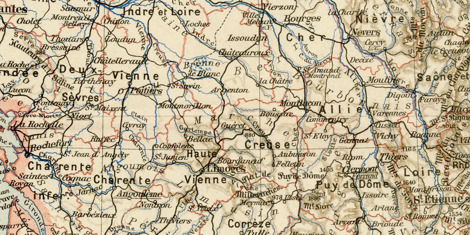 Frankreich ca 1899 historische Karte Lithographie