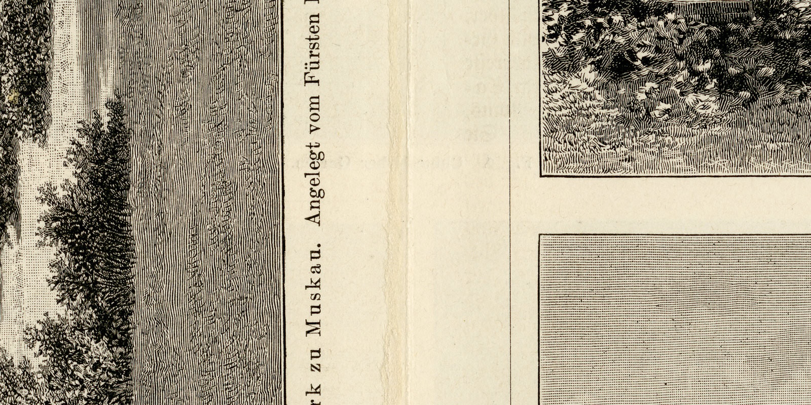 Gartenkunst I - III ca 1894 historische Bildtafel Holzstich