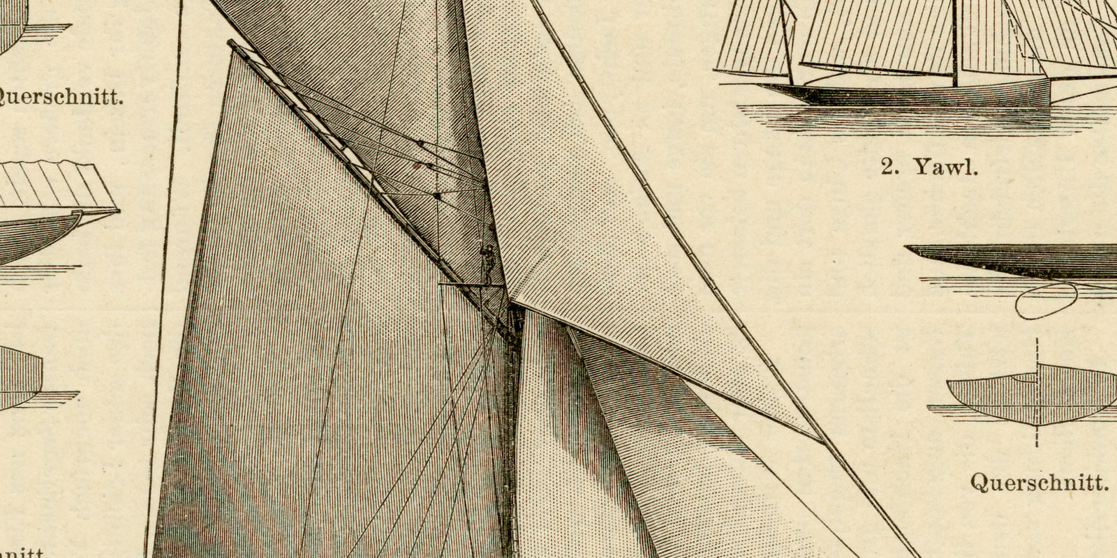 Segelsport ca 1897 historische Bildtafel Holzstich