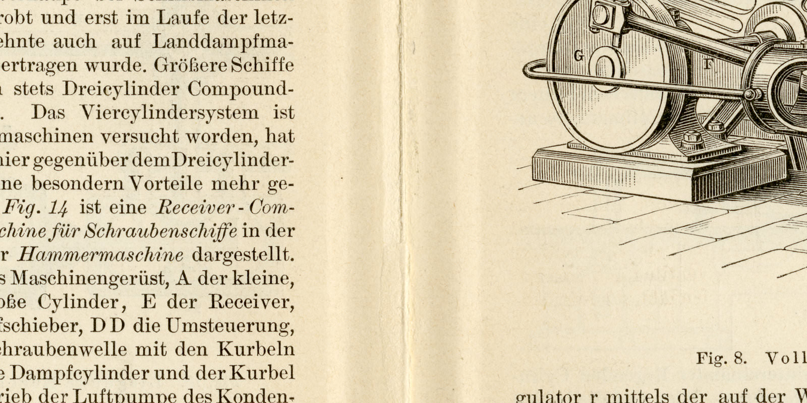 Dampfmaschinen II ca 1894 historische Bildtafel Holzstich