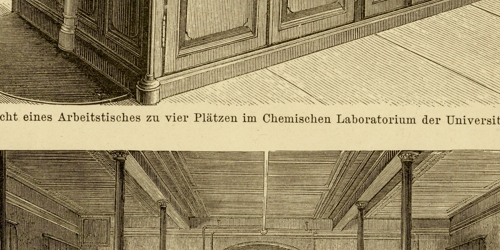 Chemisches Laboratorium ca 1883 historische Grafik Holzstich