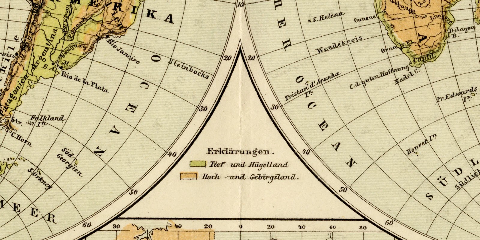 Erde Planigloben ca 1883 historische Karte Lithographie