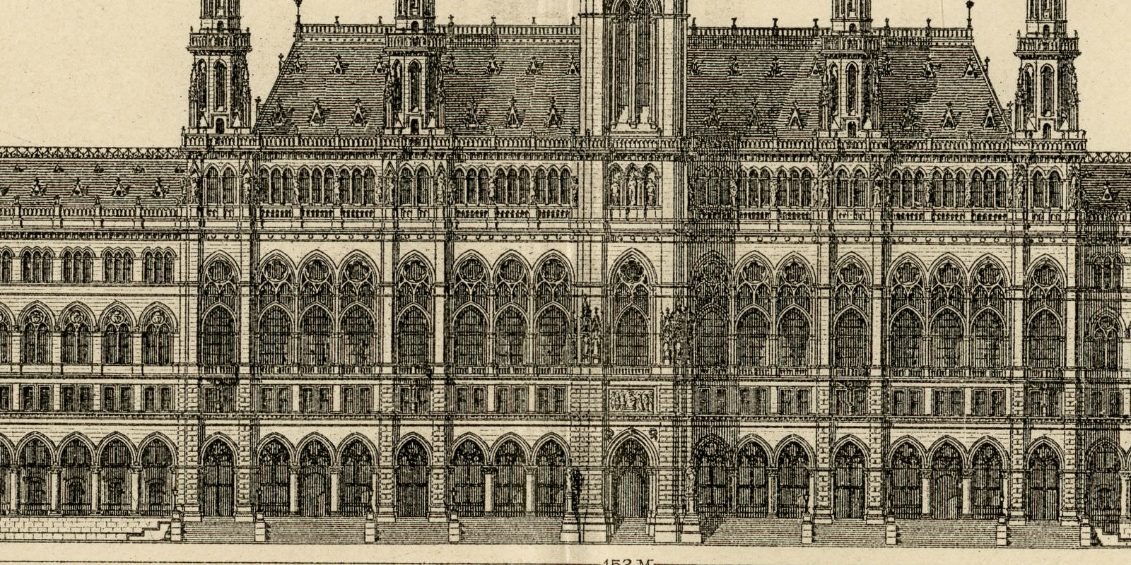 Wiener Bauten historische Bildtafel ca 1890 Holzstich