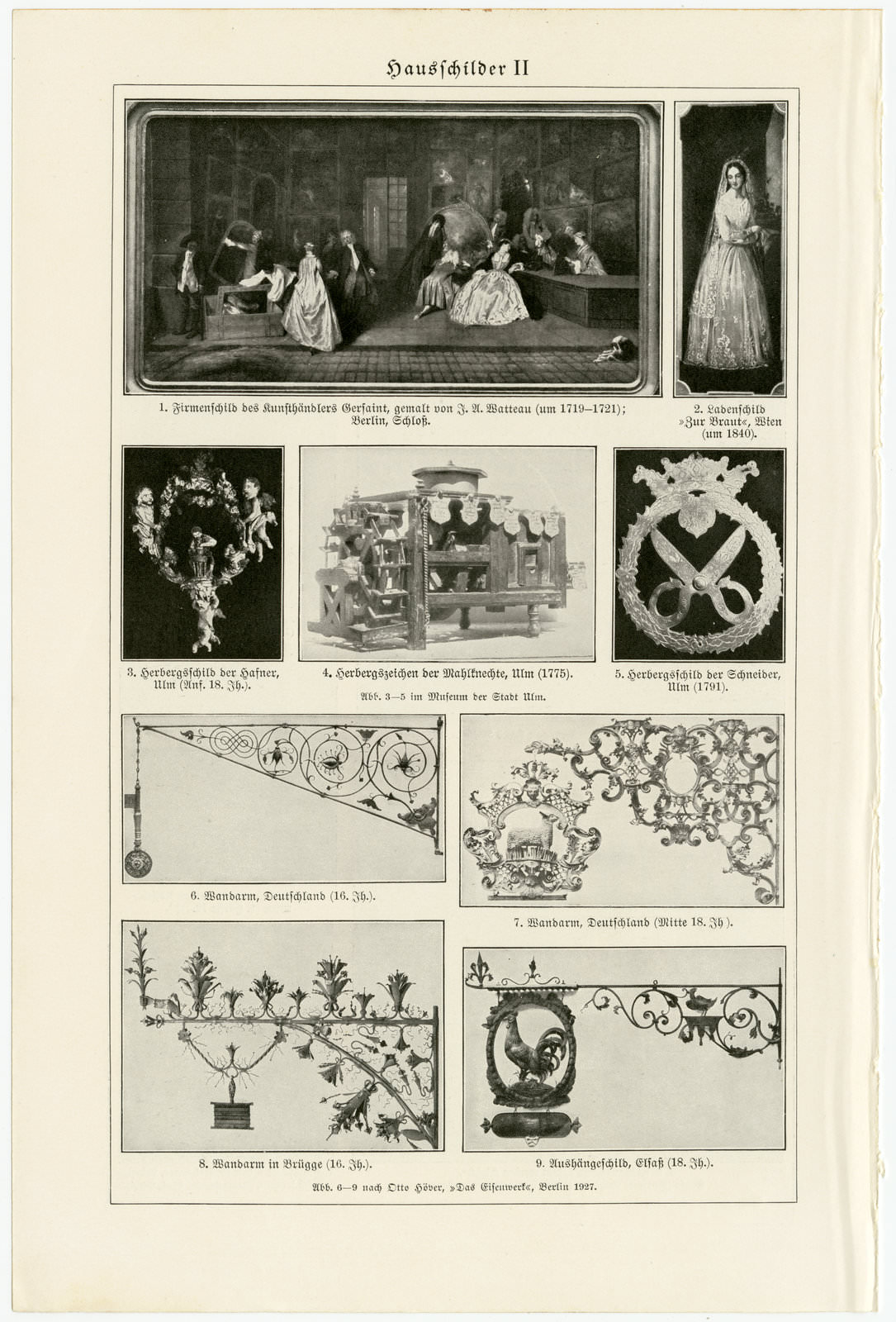 Hausschilder I - II ca 1933 historische Bildtafel Autotypie