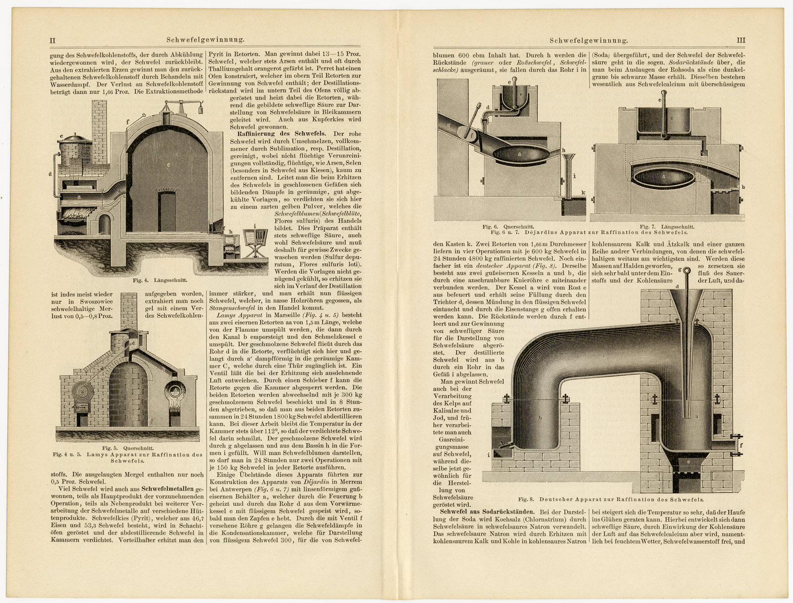Schwefelgewinnung ca 1897 historische Bildtafel Holzstich