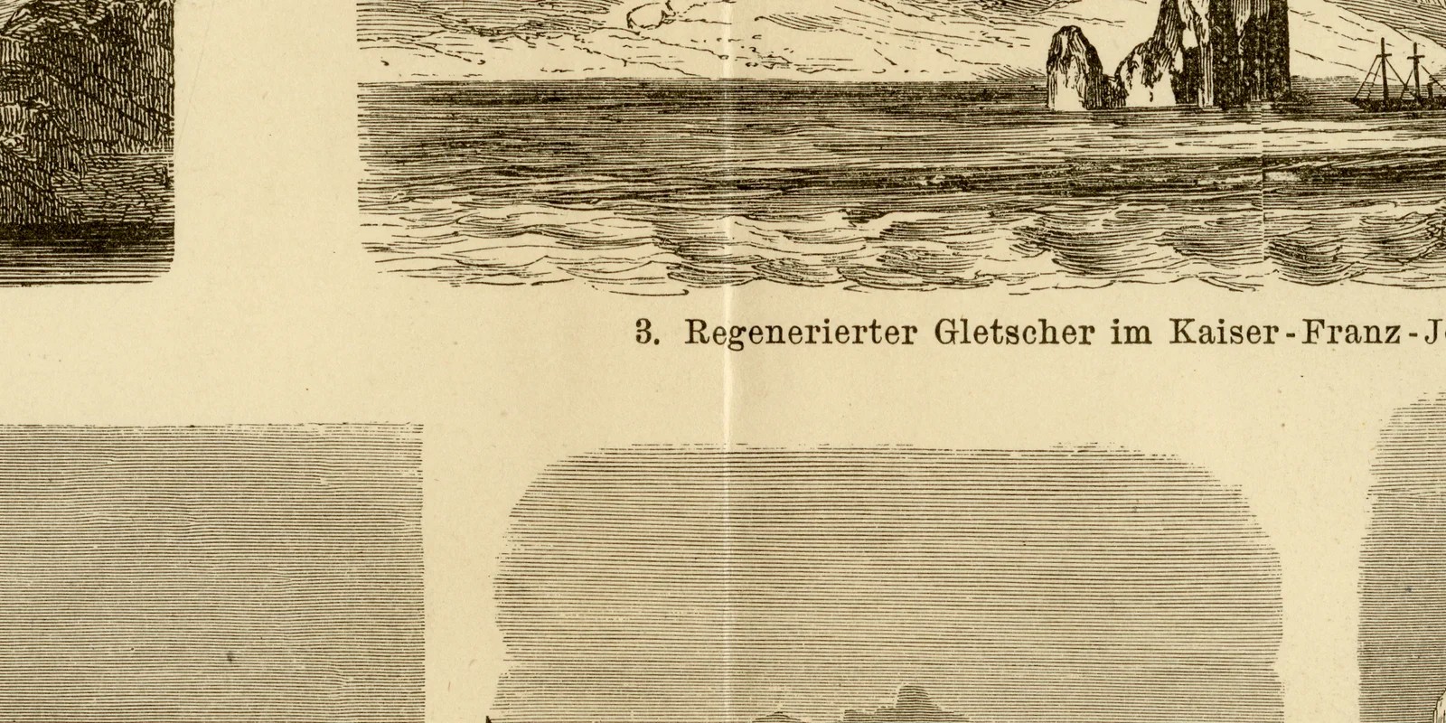 Gletscher und Eisberge ca 1884 historische Grafik Holzstich