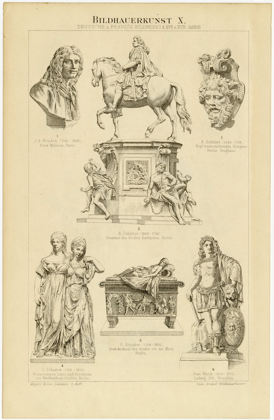 Bildhauerkunst IX - X ca 1893 historische Bildtafel Holzstich