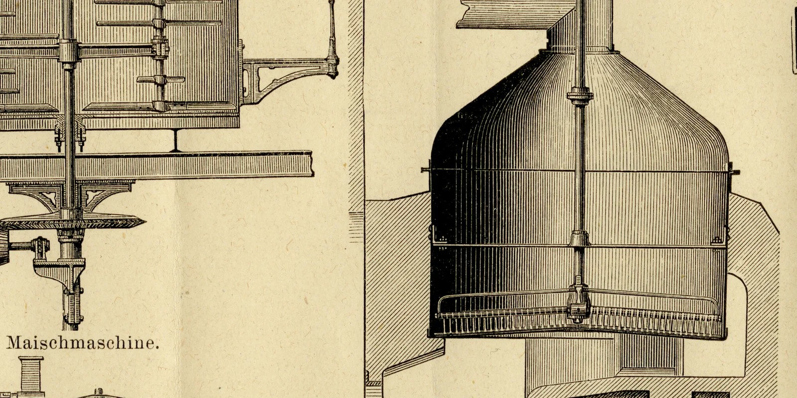 Bierbrauerei ca 1882 historische Grafik Holzstich