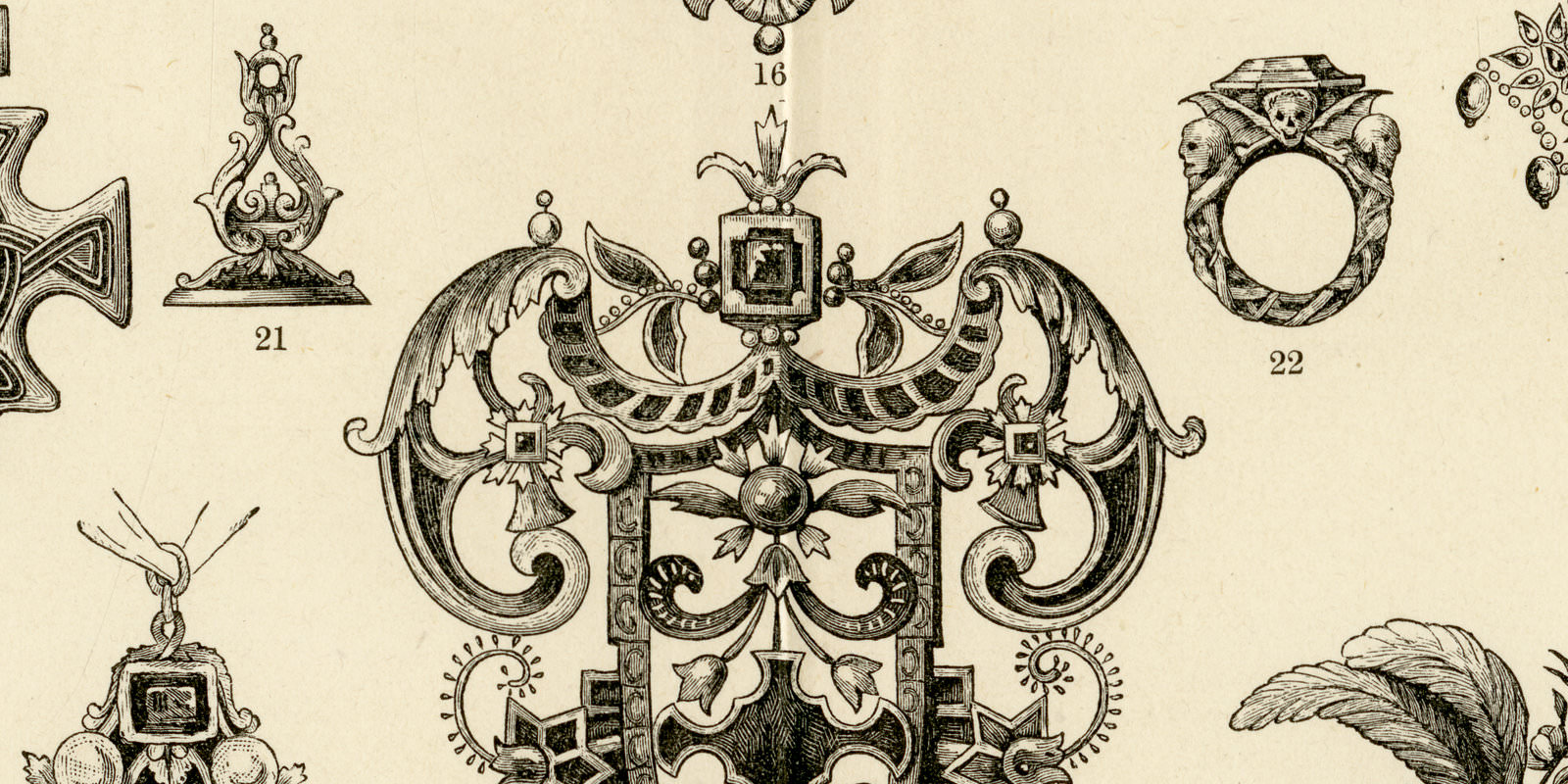 Schmucksachen ca 1897 historische Bildtafel Holzstich