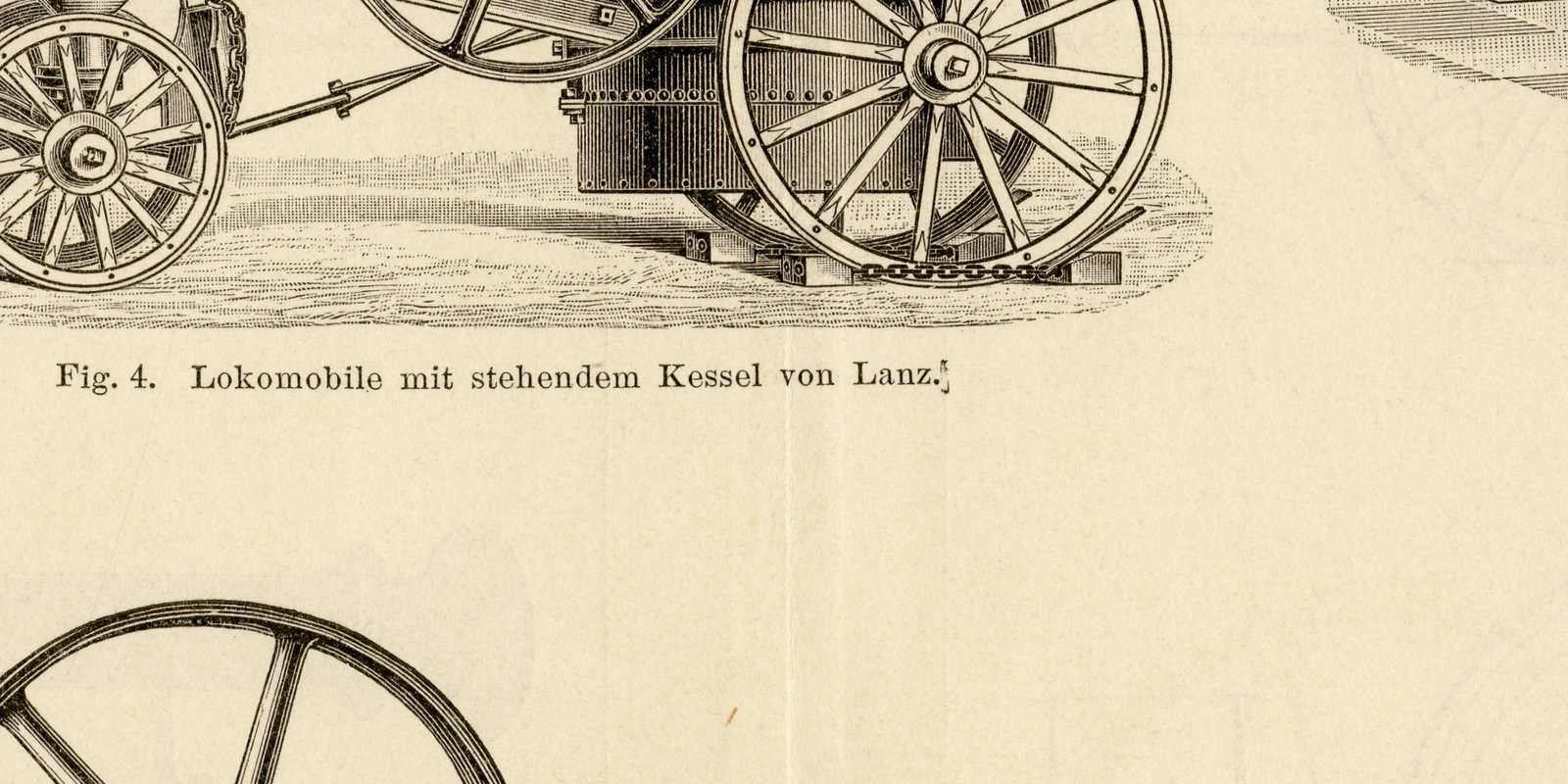 Lokomobilen I - III ca 1896 historische Bildtafel Holzstich