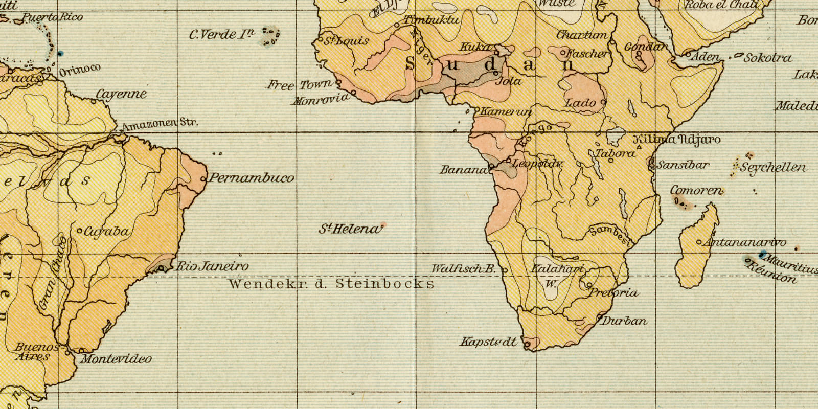 Bevölkerungsdichtigkeit der Erde ca 1893 historische Karte Lithographie