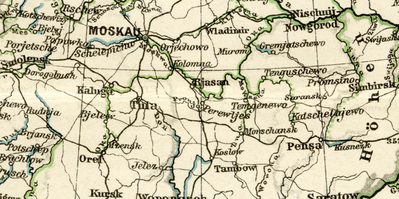 Die Schiffahrtsstrassen im Europäischen Russland historische Landkarte Lithographie ca 1905