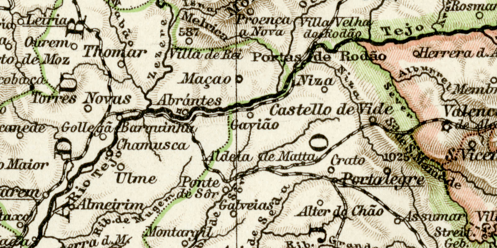 Portugal historische Landkarte Lithographie ca 1899