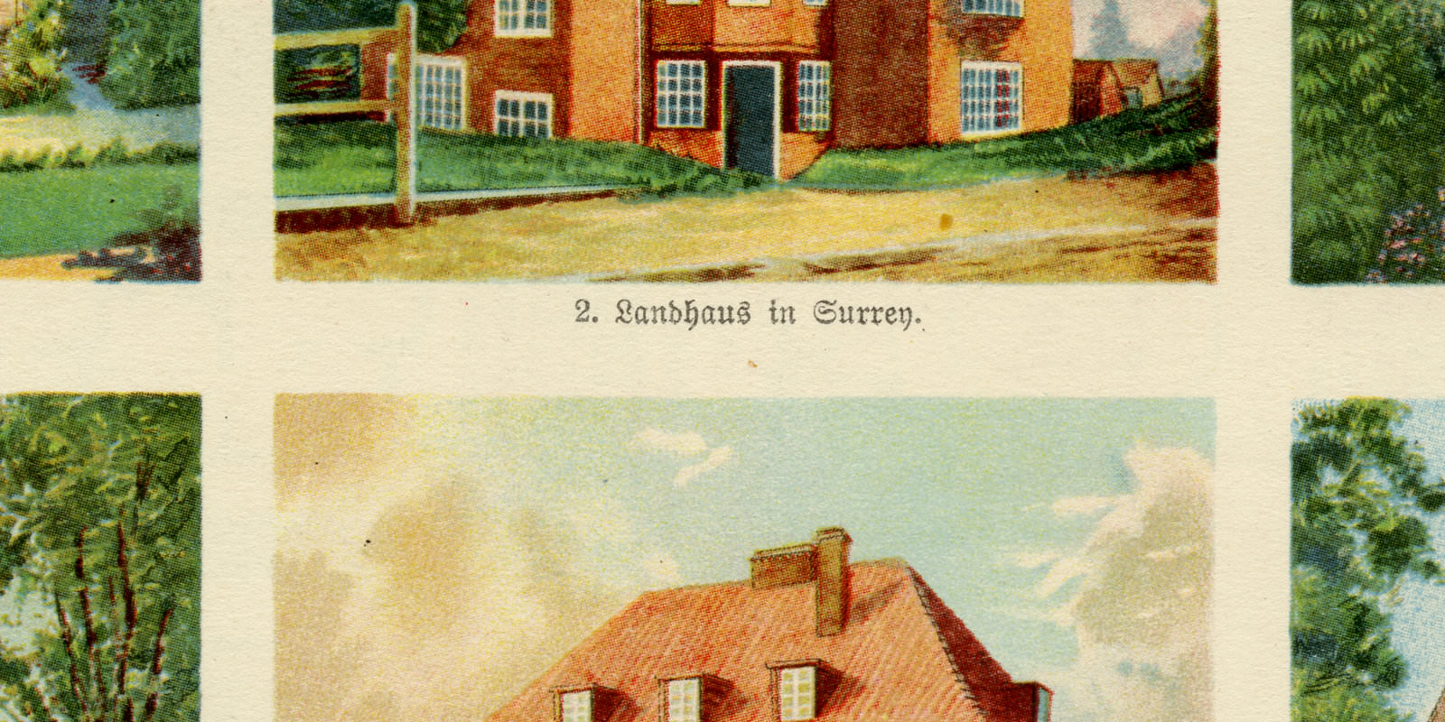 Landhäuser I - II ca 1927 historische Bildtafel Chromotypie
