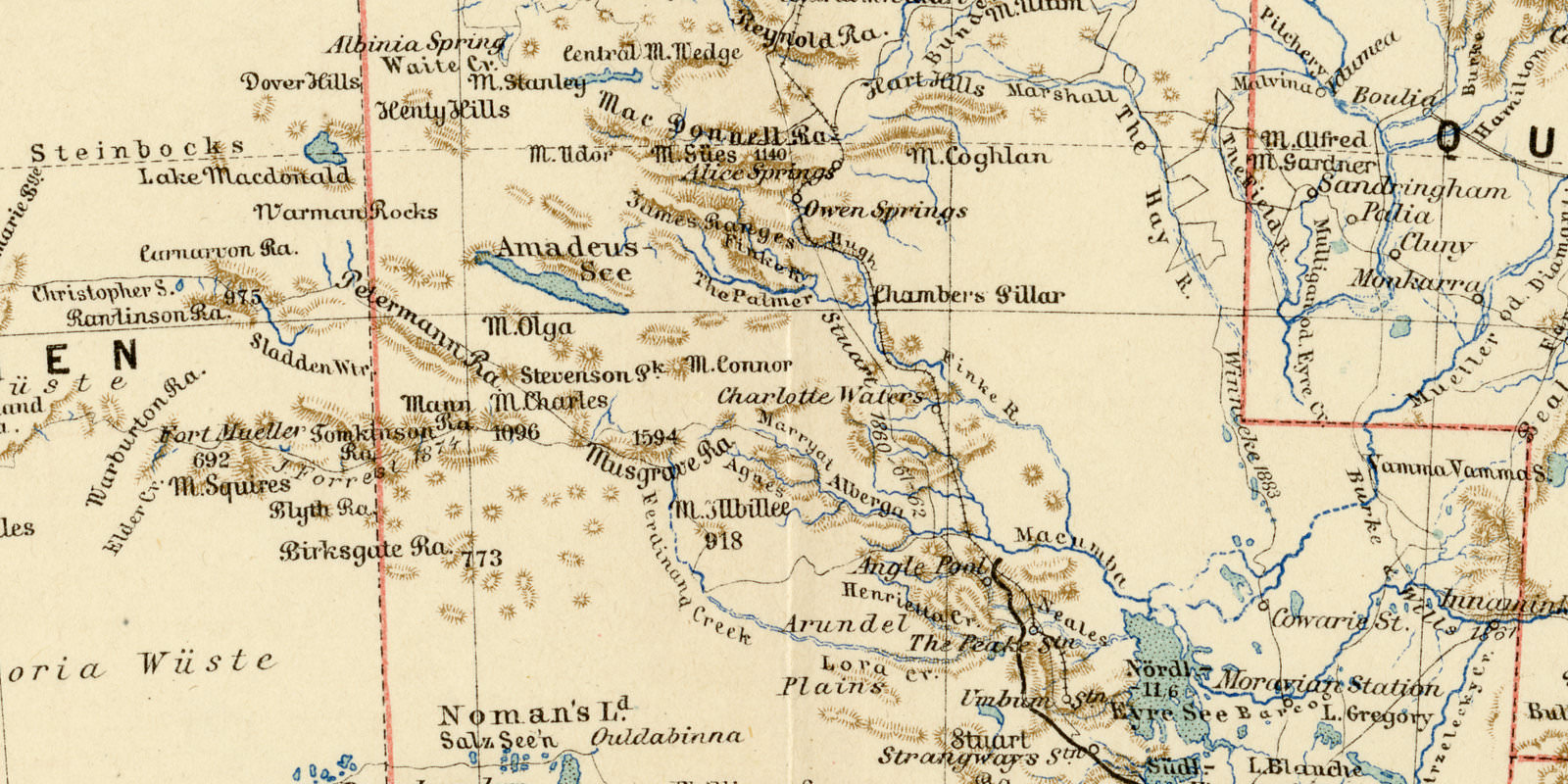 Australien Aug ca 1895 historische Karte Lithographie