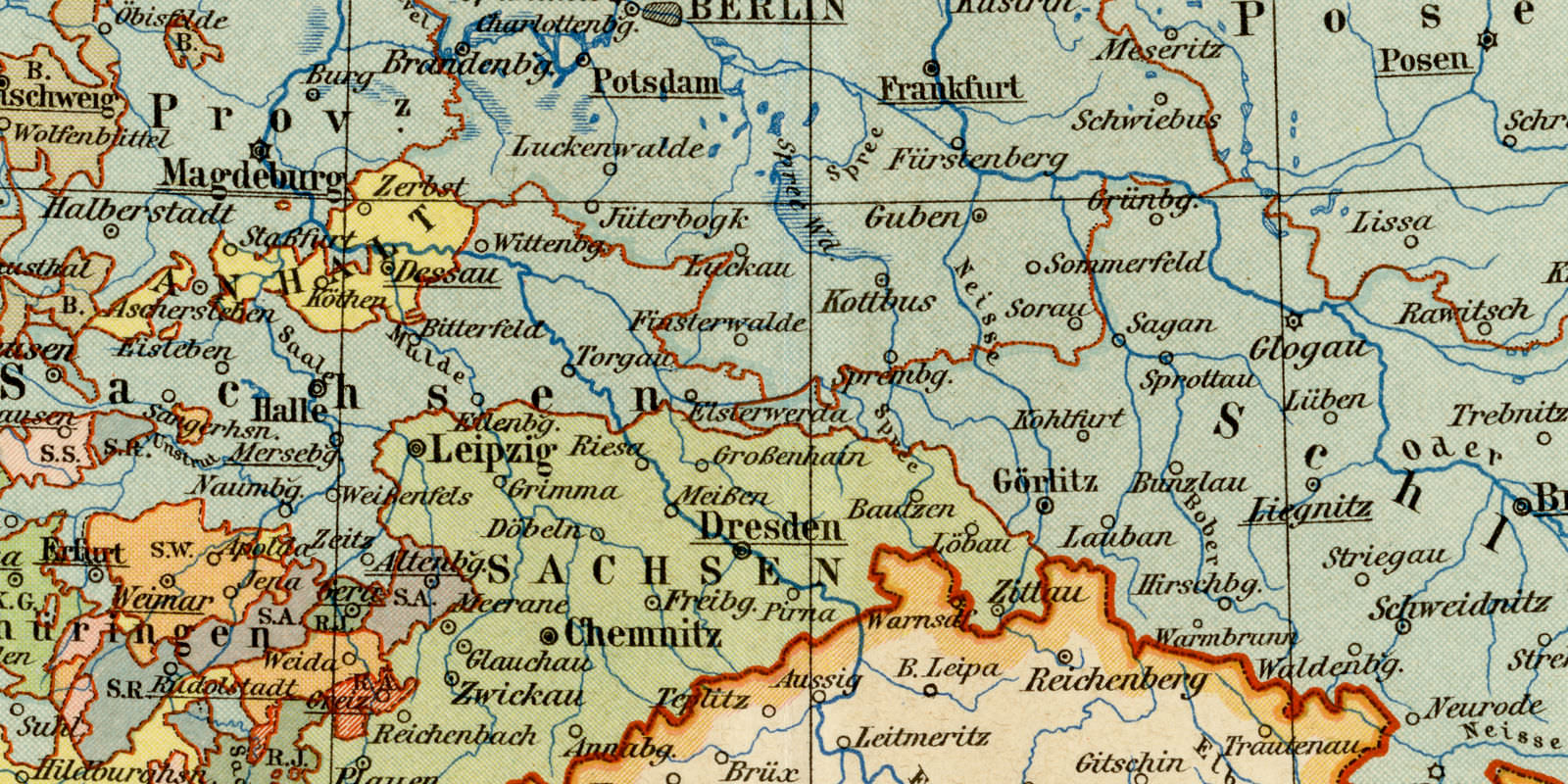 Deutsches Reich politische Übersicht ca 1894 historische Karte Lithographie