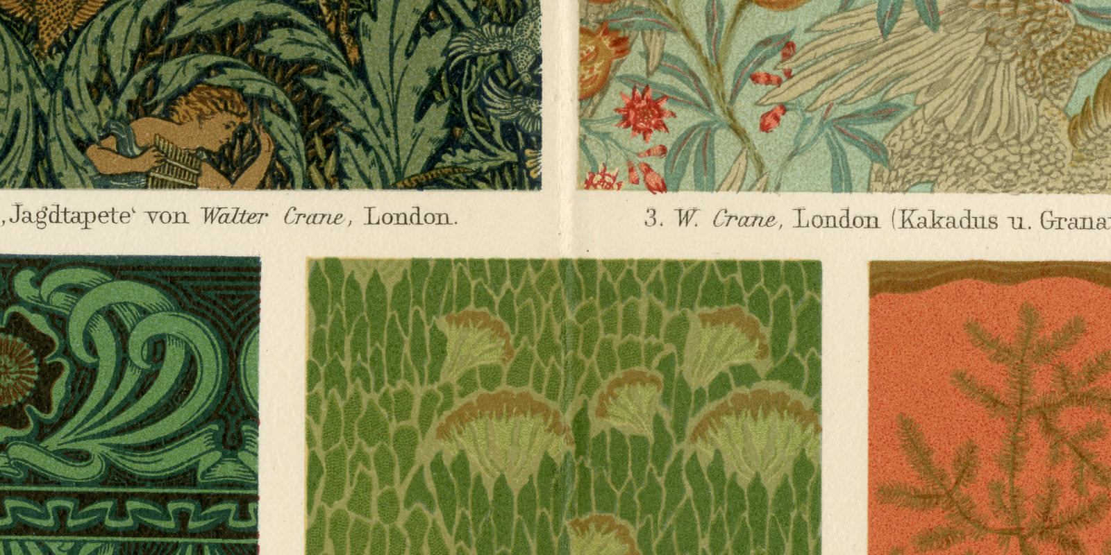 Moderne Tapeten ca 1900 historische Bildtafel Chromolithographie