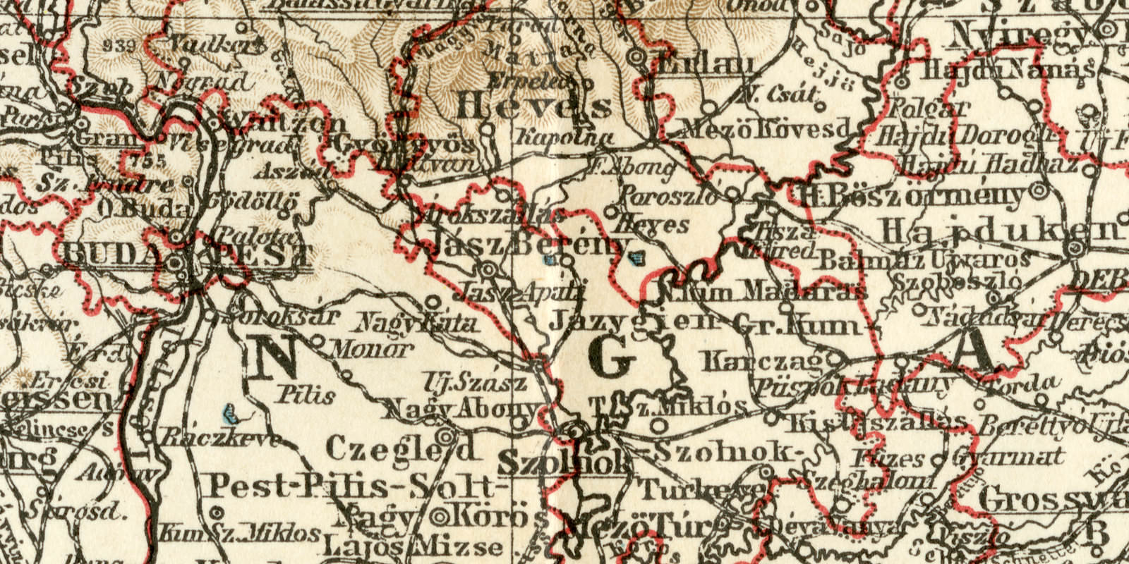 Ungarn und Galizien historische Landkarte Lithographie ca 1903