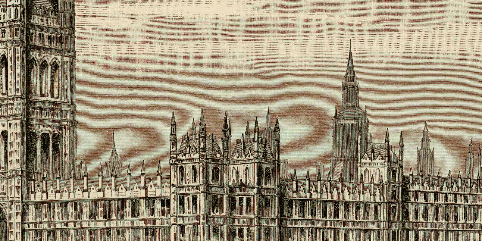 Das Parlamentsgebäude in London ca 1894 historische Bildtafel Holzstich