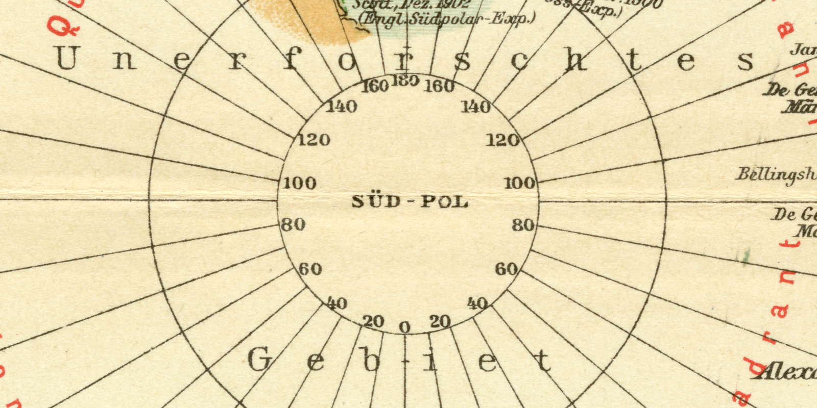 Karte der Südpolarländer historische Landkarte Lithographie ca 1904