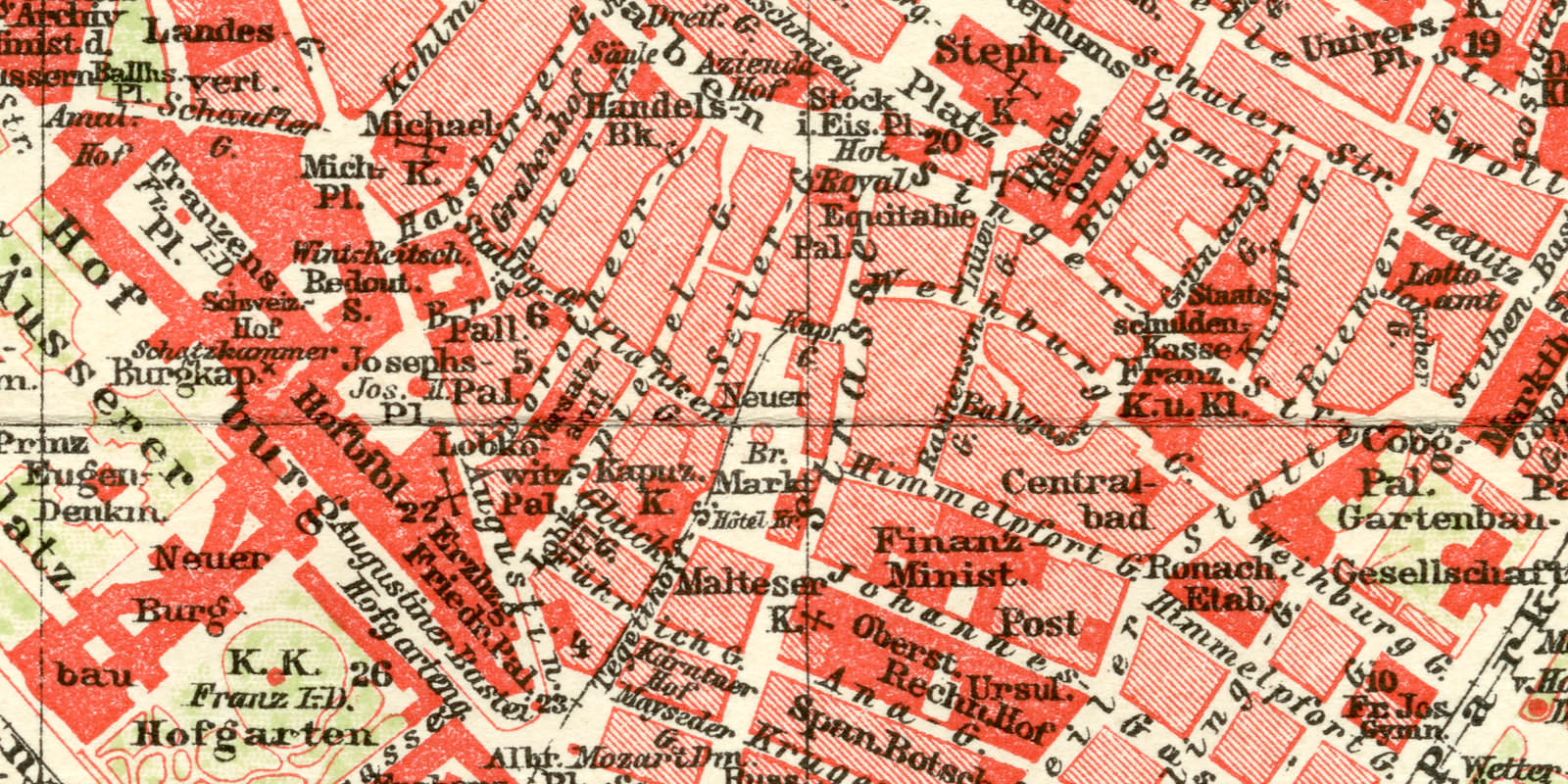 Wien Innere Stadt historischer Stadtplan Karte Lithographie ca 1909
