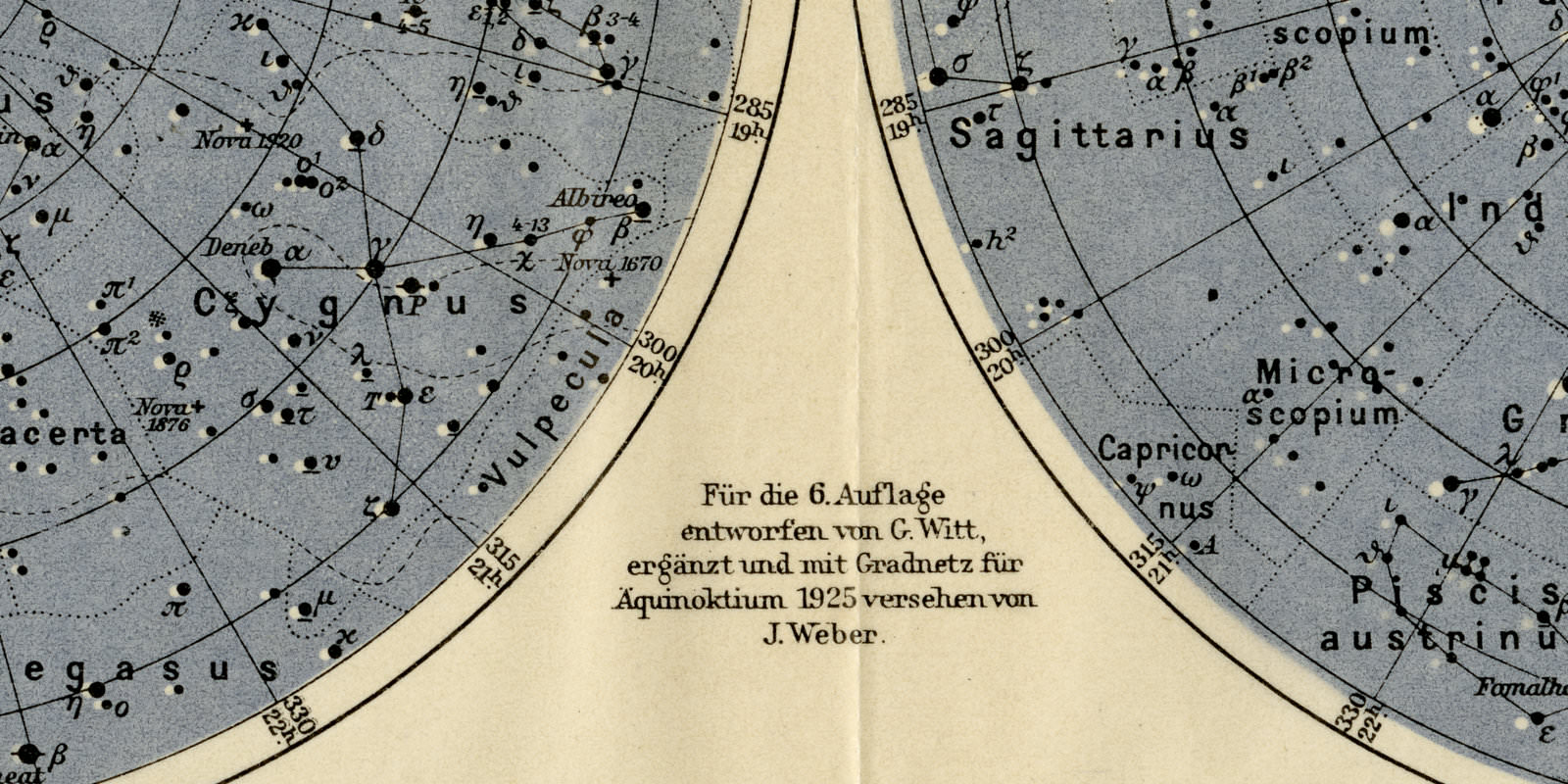 Fixsterne ca 1926 historische Karte Lithographie