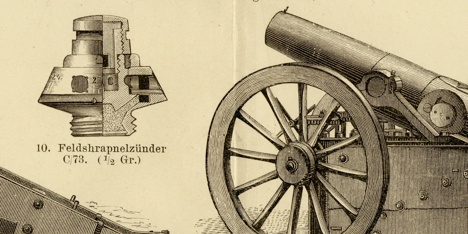 Geschütze I ca 1884 historische Grafik Holzstich