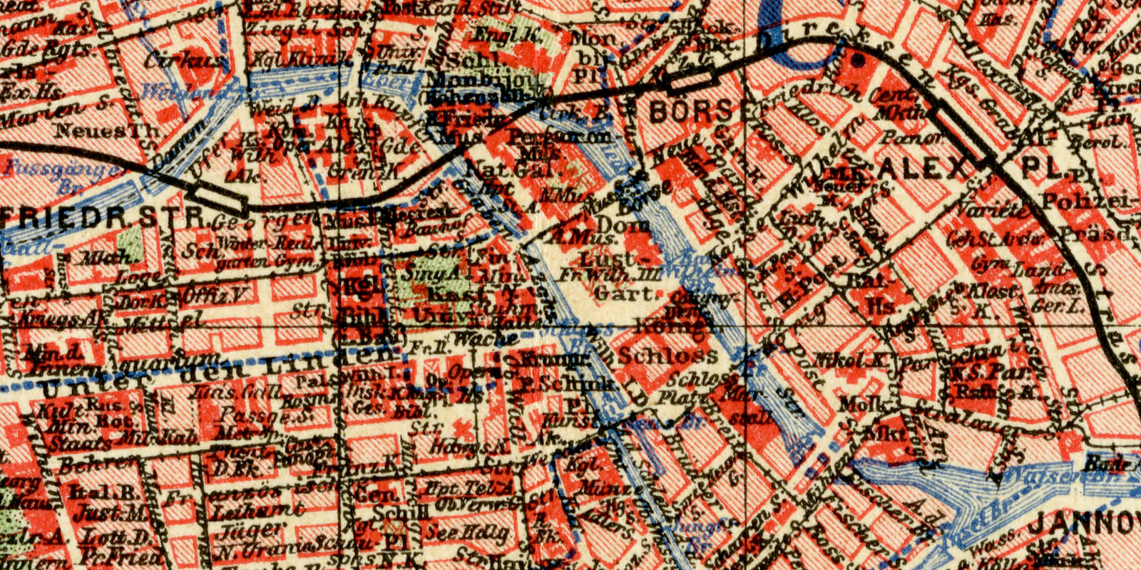 Berlin historischer Stadtplan Karte Lithographie ca 1907