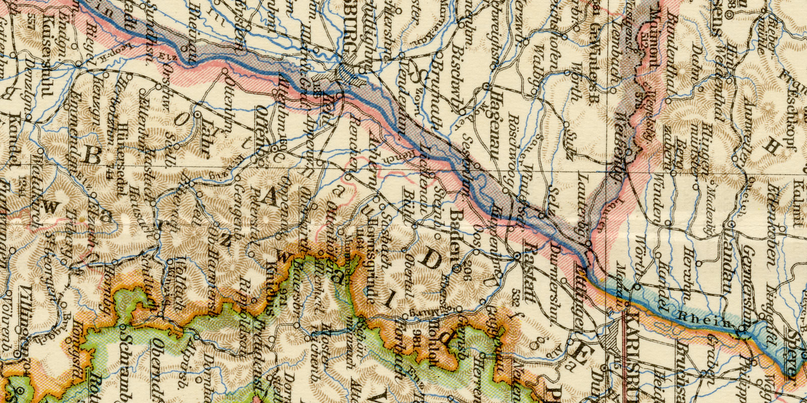 Württemberg und Baden ca 1930 historische Karte Lithographie