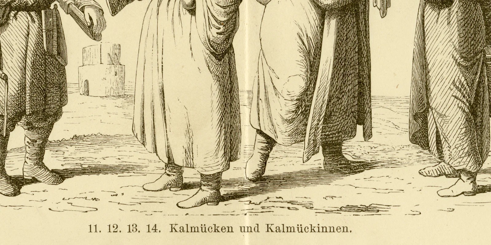 Asiatische Menschenstämme ca 1882 historische Grafik Holzstich
