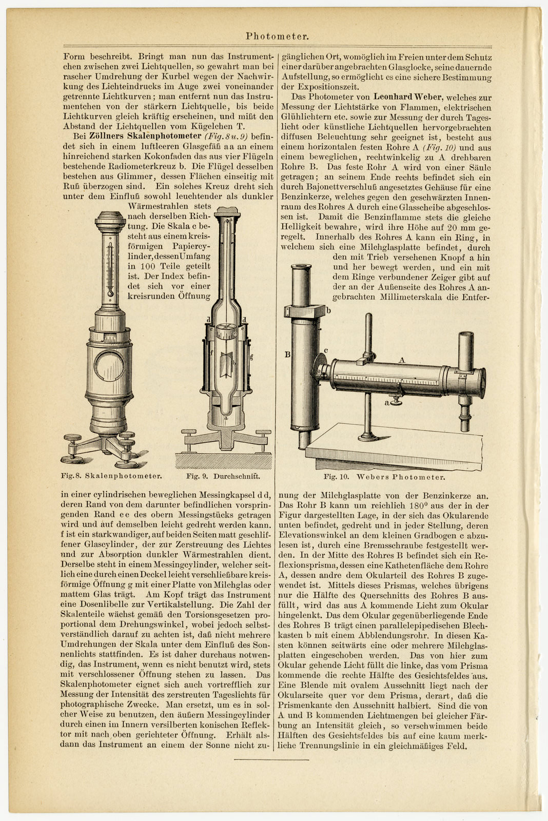 Photometer ca 1896 historische Bildtafel Holzstich