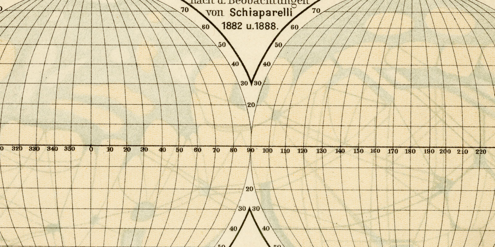 Mars Generalkarte ca 1896 historische Karte Lithographie