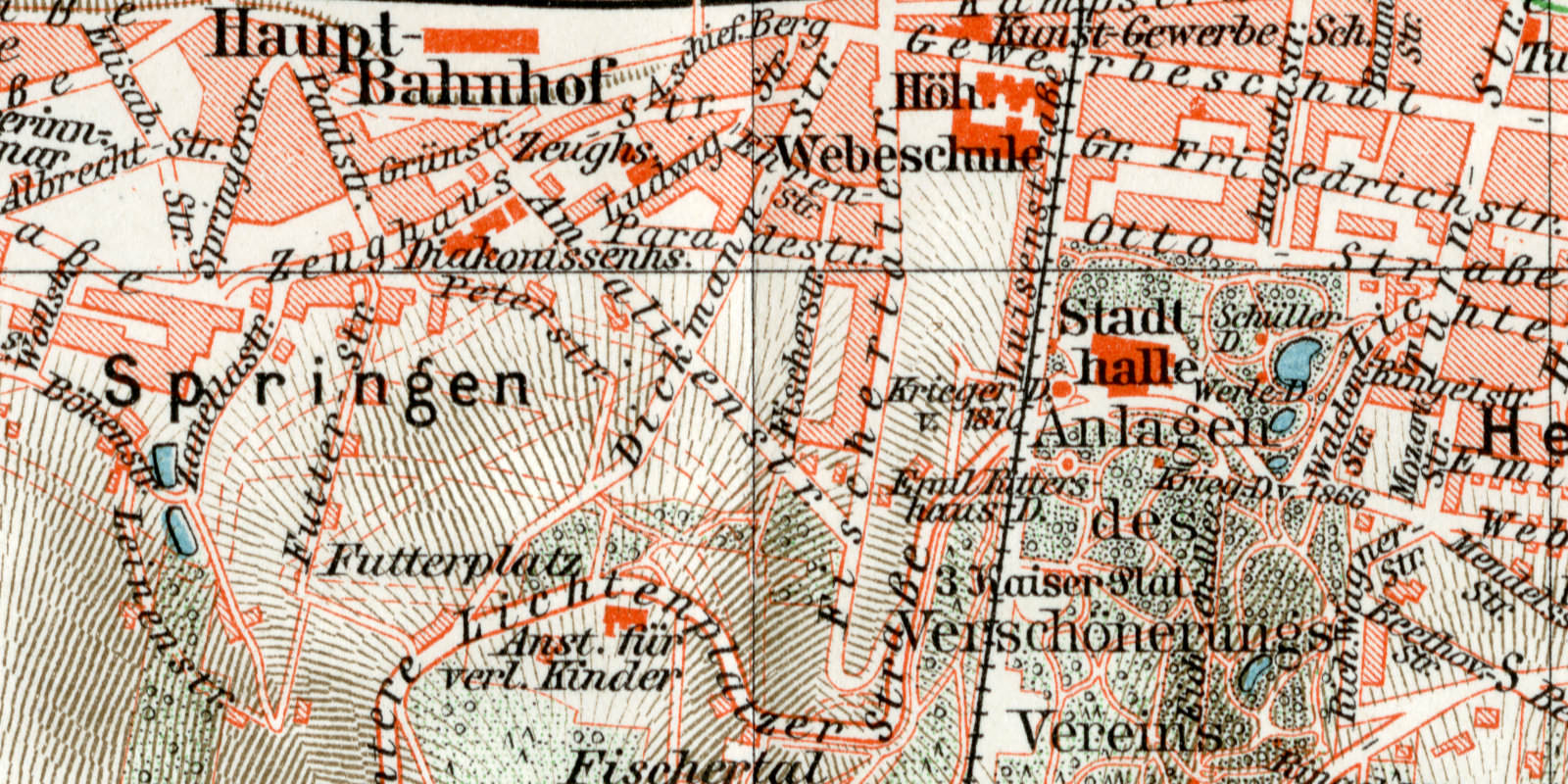 Barmen historischer Stadtplan Karte Lithographie ca 1912
