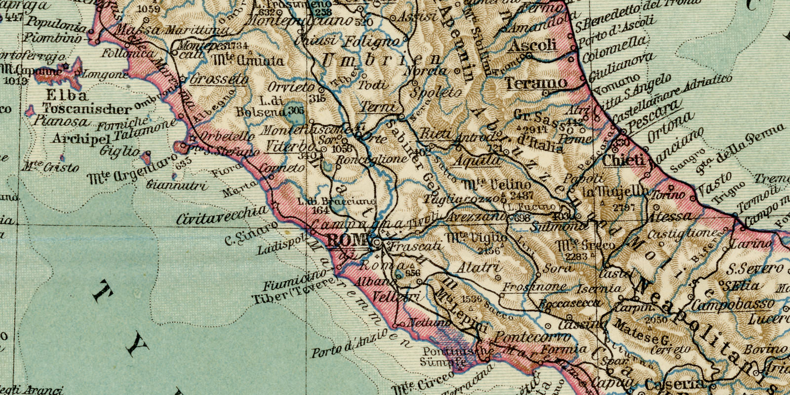 Italien ca 1927 historische Karte Lithographie
