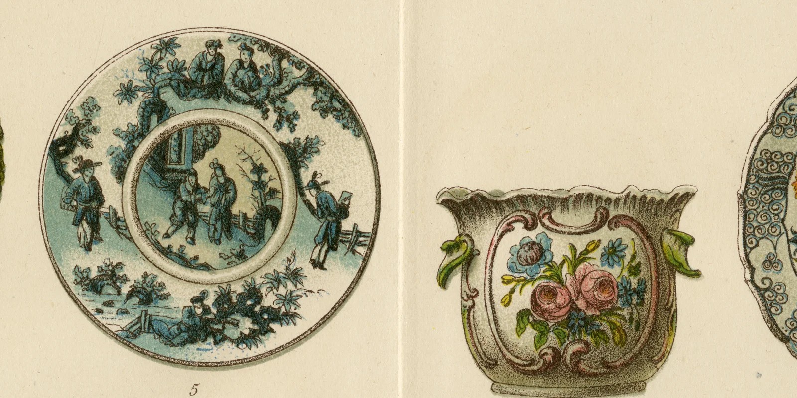 Keramik ca 1885 historische Grafik Chromolithographie