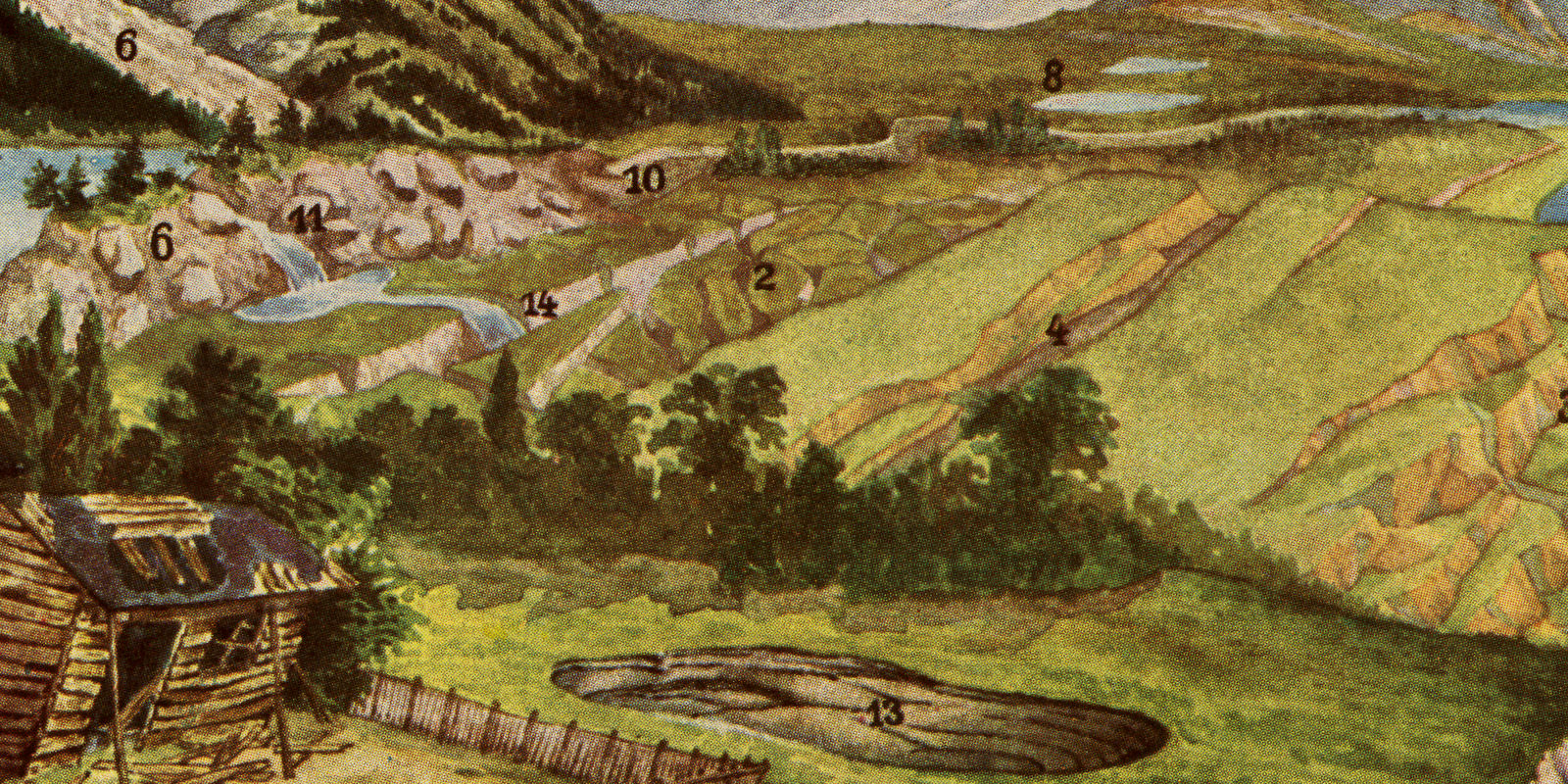 Erdbeben ca 1926 historische Bildtafel Chromotypie