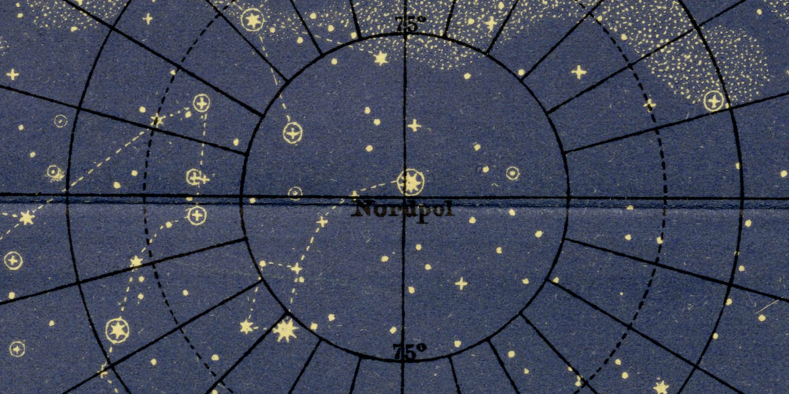 Sternkarte des Nördlichen Himmels historische Karte Chromolithographie ca 1902