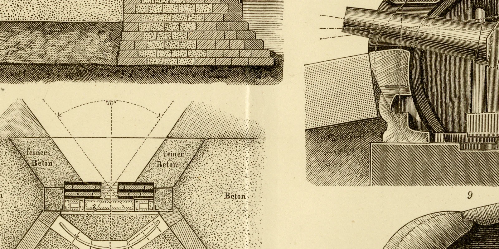 Küstenbefestigung ca 1885 historische Grafik Holzstich