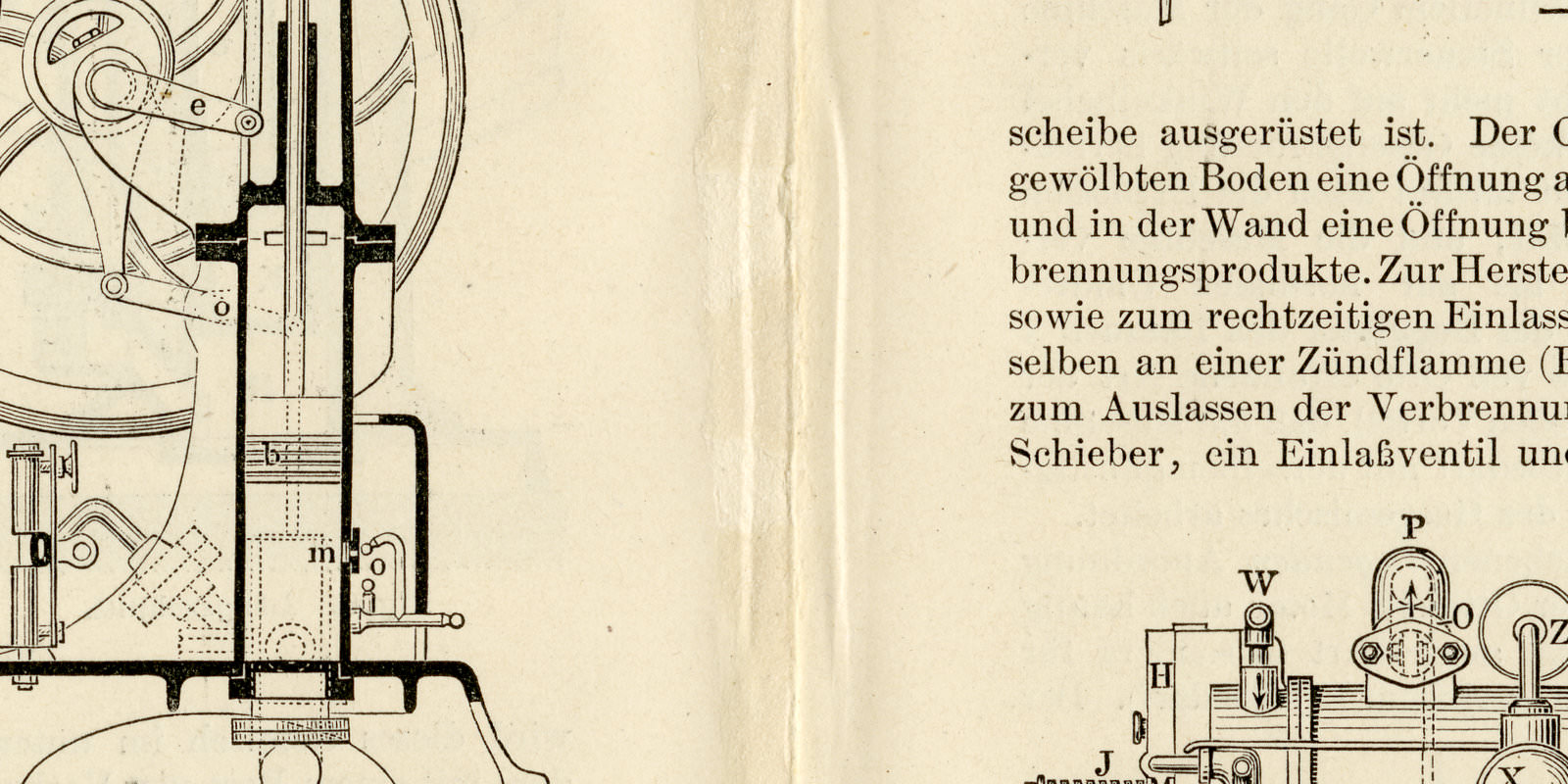 Gaskraftmaschinen ca 1894 historische Bildtafel Holzstich