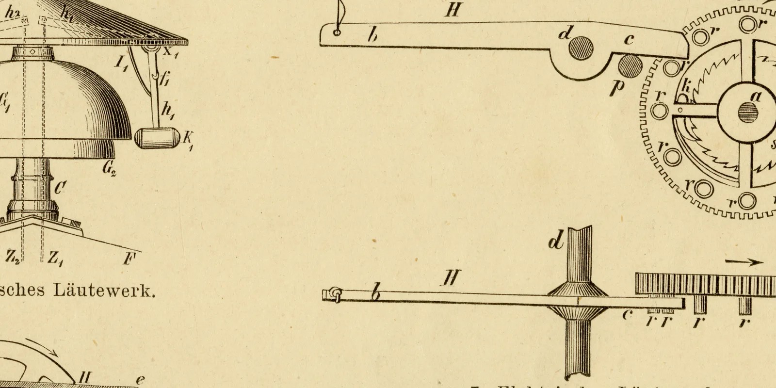 Elektrische Klingeln Läutwerke und Uhren ca 1883 historische Grafik Holzstich