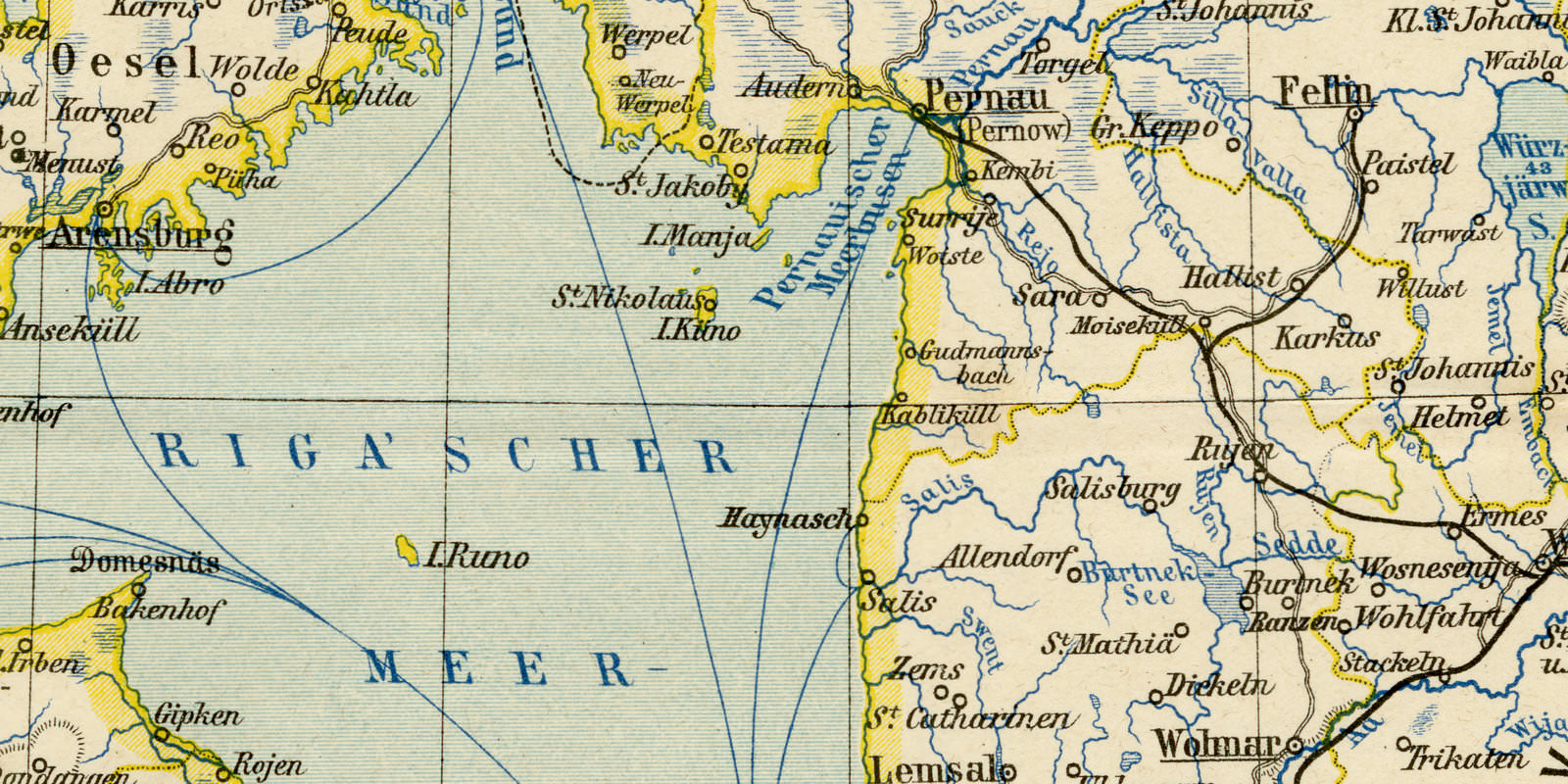 Russische Ostsee-Provinzen Livland Esthland Kurland ca 1898 historische Karte Lithographie