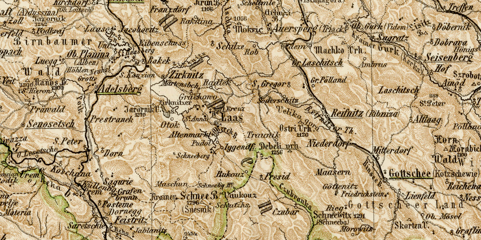 Krain Küstenland ca 1899 historische Karte Lithographie
