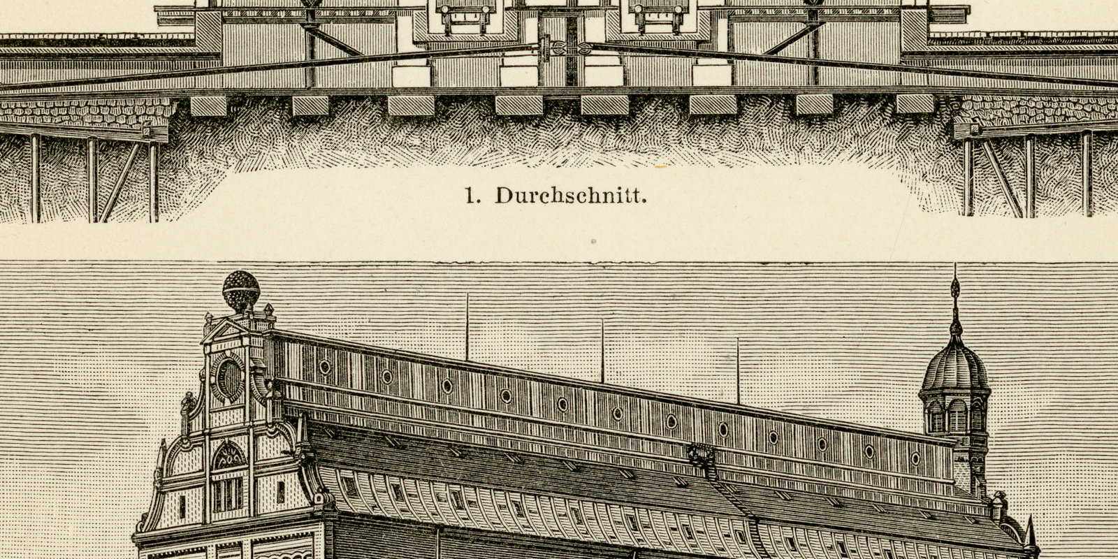 Kornhaus ca 1898 historische Bildtafel Holzstich