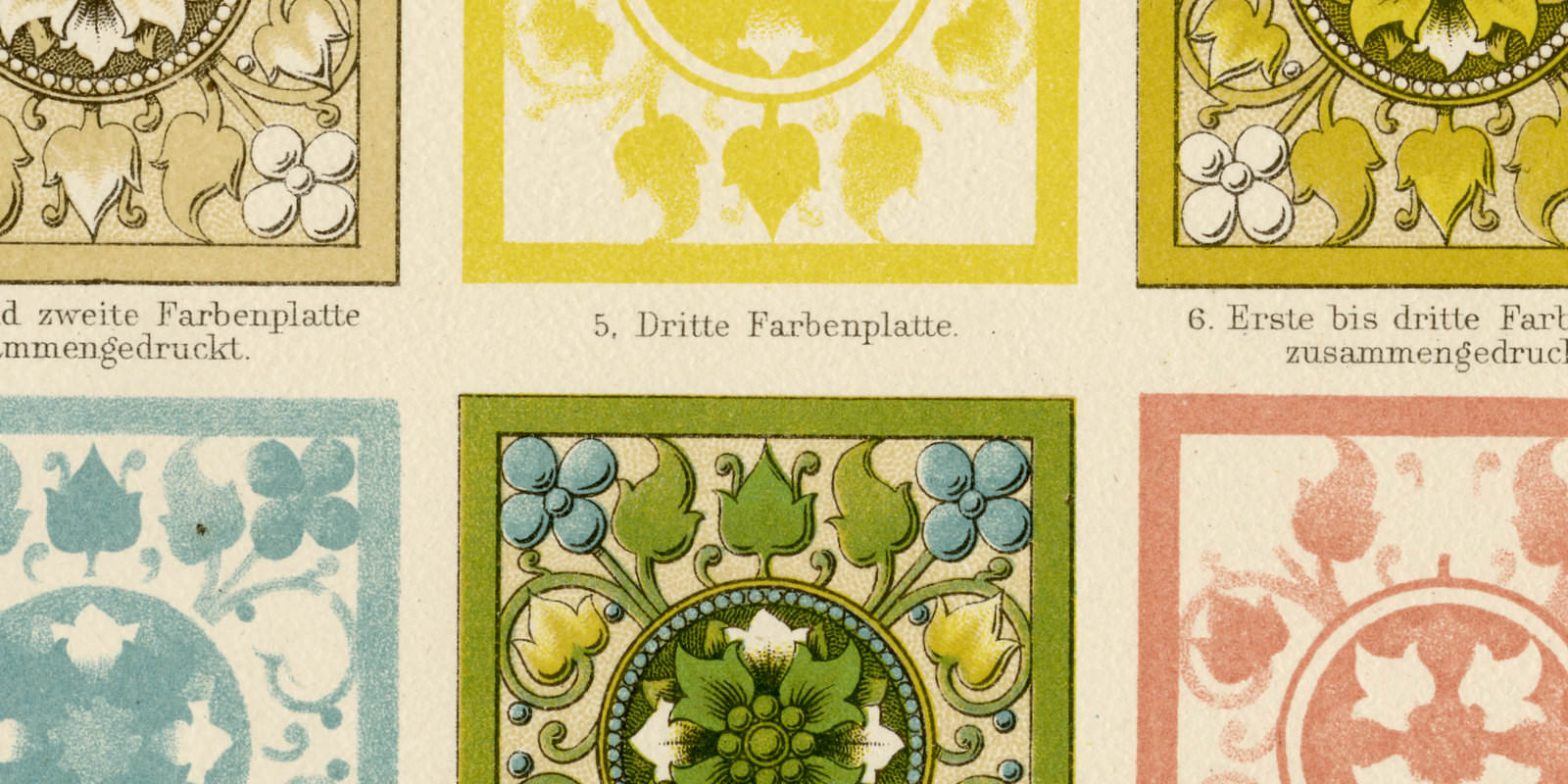 Druckschritte des lithographischen Verfahrens ca 1896 historische Bildtafel Chromolithographie