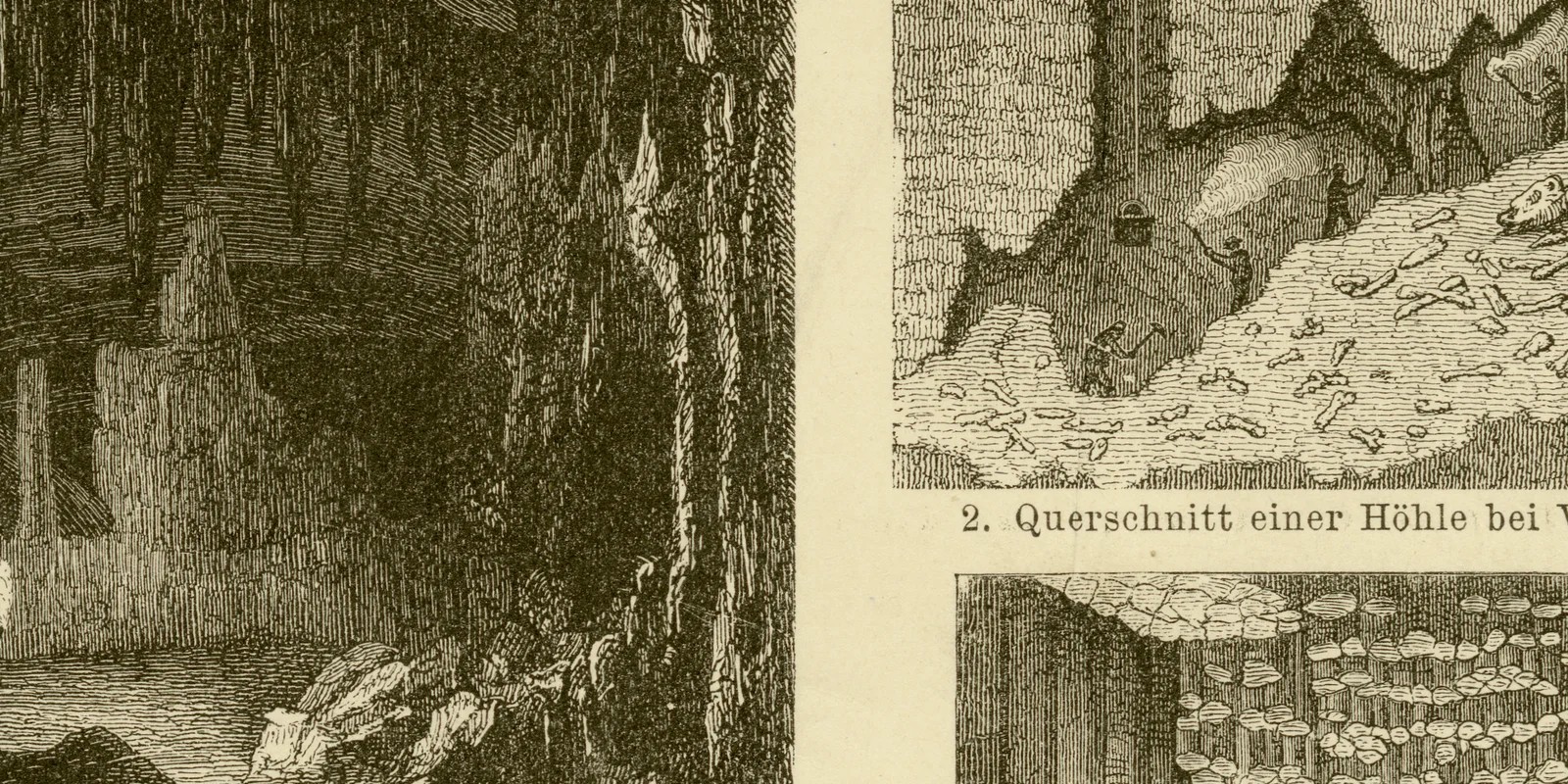 Höhlen ca 1884 historische Grafik Holzstich