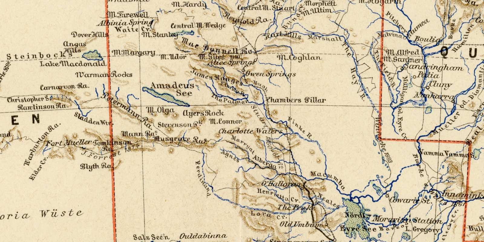Australien ca 1893 historische Karte Lithographie