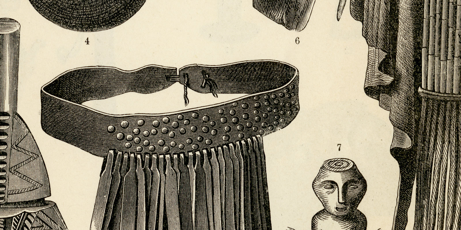 Afrikanische Kultur II - III ca 1893 historische Bildtafel Holzstich