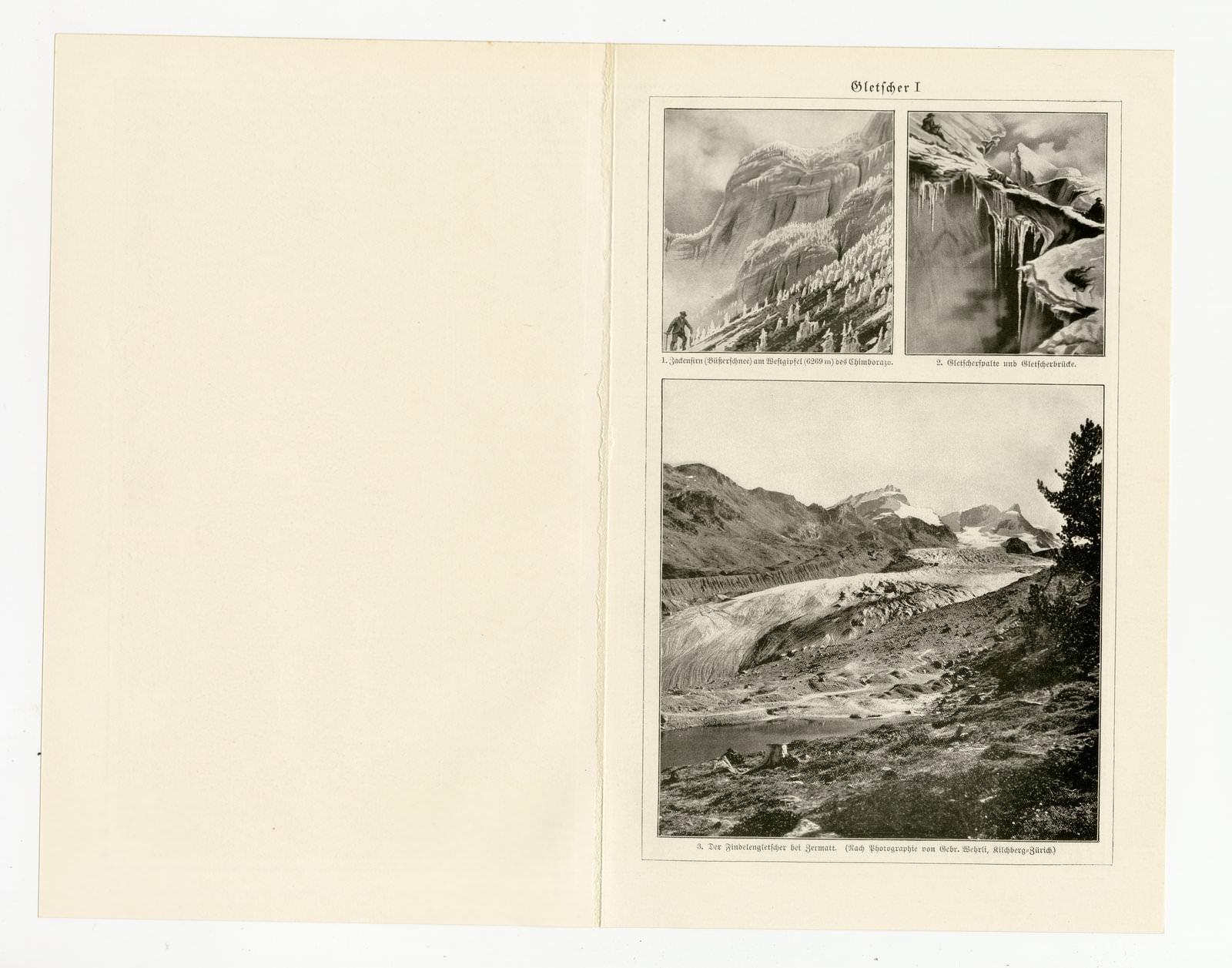 Gletscher I - II ca 1926 historische Karte Lithographie