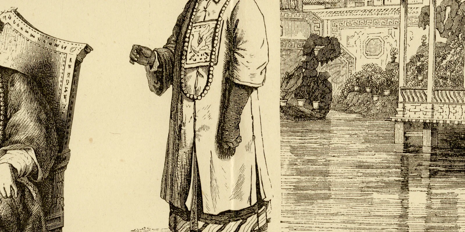 Chinesische Kultur ca 1883 historische Grafik Holzstich